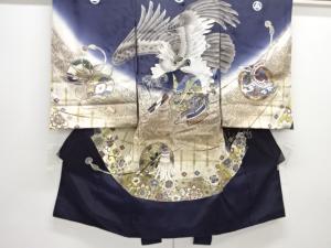 鷹に兜模様紋付男児着物